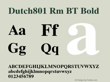 Dutch801 Rm BT Bold Version 1.01 emb4-OT图片样张