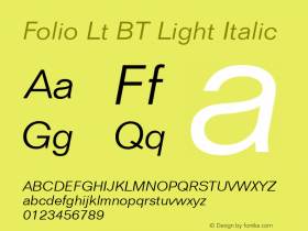 Folio Lt BT Light Italic Version 1.01 emb4-OT图片样张