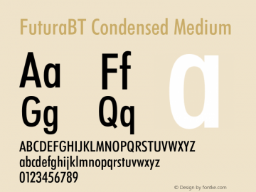 FuturaBT Cond Medium Version 3.10, build 16, s3图片样张