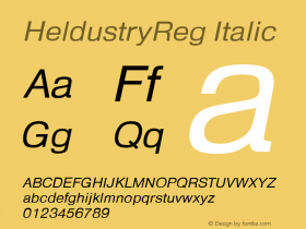 HeldustryReg Italic Version 1.00图片样张