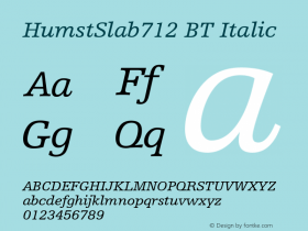 HumstSlab712 BT Italic Version 1.01 emb4-OT图片样张