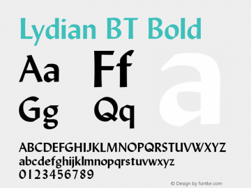 Lydian BT Bold Version 1.01 emb4-OT图片样张