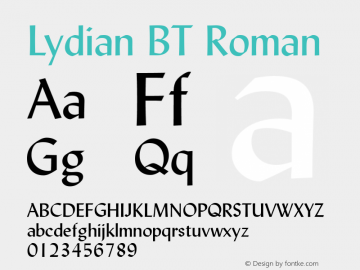 Lydian BT Roman Version 1.01 emb4-OT图片样张