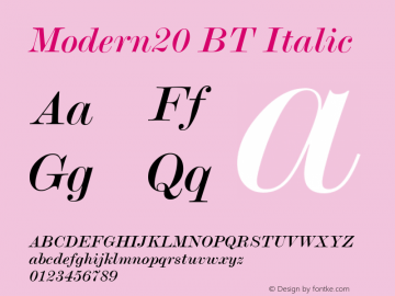 Modern20 BT Italic Version 1.01 emb4-OT图片样张