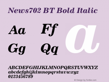 News702 BT Bold Italic Version 2.00图片样张