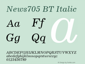 News705 BT Italic Version 1.01 emb4-OT图片样张