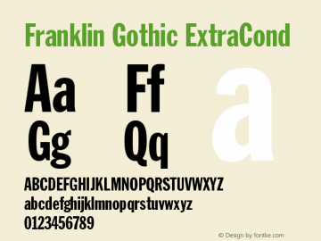Franklin Gothic ExtraCond Version 001.001 Font Sample