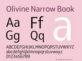 Olivine Narrow Book Version 1.000;PS 001.000;hotconv 1.0.88;makeotf.lib2.5.64775图片样张