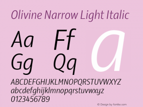 Olivine Narrow Light Italic Version 1.000图片样张