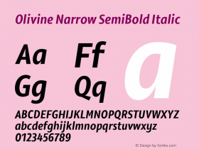 Olivine Narrow SemiBold Italic Version 1.000图片样张