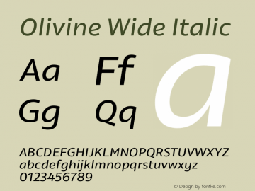 Olivine Wide Italic Version 1.000图片样张