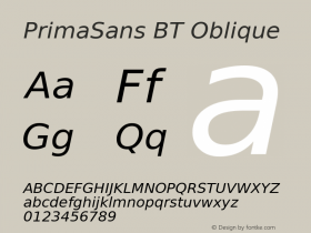 PrimaSans BT Oblique Version 1.01 emb4-OT图片样张