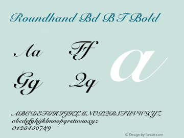 Roundhand Bd BT Bold Version 1.01 emb4-OT图片样张