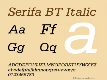 Serifa BT Italic Version 1.01 emb4-OT图片样张