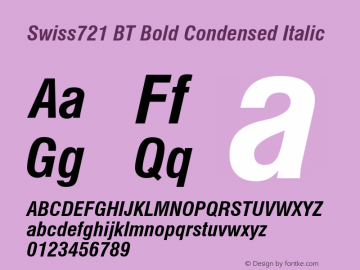 Swiss 721 Bold Condensed Italic Version 5.0图片样张