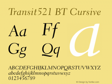 Transit521 BT Cursive Version 1.01 emb4-OT图片样张