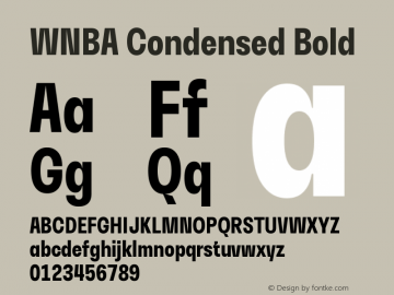 WNBA Condensed Bold Version 1.001;PS 1.1;hotconv 1.0.88;makeotf.lib2.5.647800图片样张