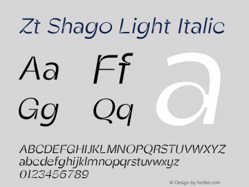 ZtShago-LightItalic Version 1.000图片样张