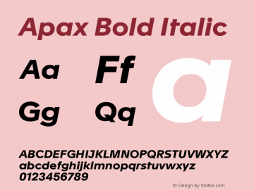 Apax Bold Italic Version 2.002图片样张