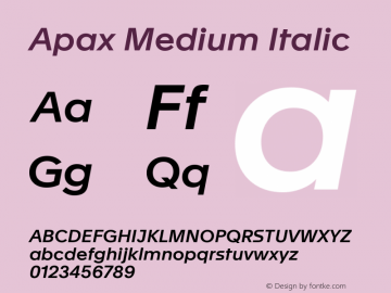 Apax Medium Italic Version 2.002图片样张