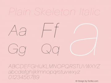 Plain Skeleton Italic Version 2.002图片样张