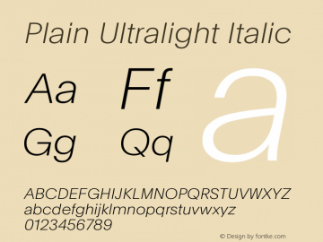 Plain Ultralight Italic Version 2.002图片样张