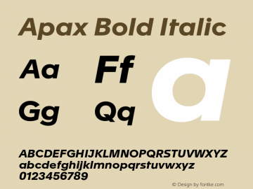 Apax Bold Italic Version 2.002图片样张