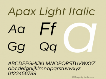 Apax Light Italic Version 2.002图片样张