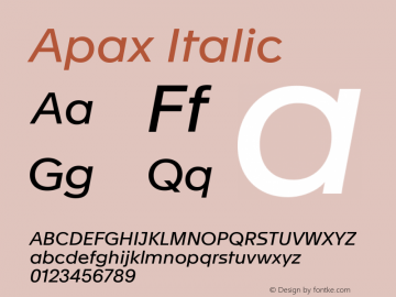 Apax Regular Italic Version 2.002图片样张