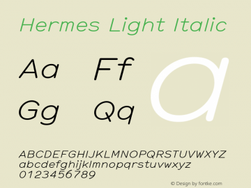 Hermes Light Italic Version 6.000图片样张