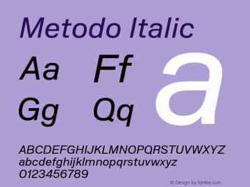 Metodo Regular Italic Version 1.001; build 0001图片样张