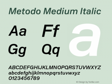 Metodo Medium Italic Version 1.001; build 0001图片样张