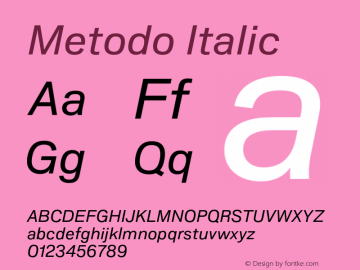 Metodo Regular Italic Version 1.001; build 0001图片样张