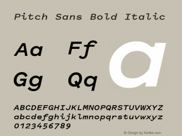 Pitch Sans Bold Italic Version 1.001图片样张