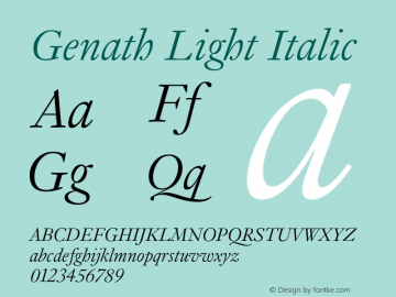 Genath Light Italic Version 4.001图片样张
