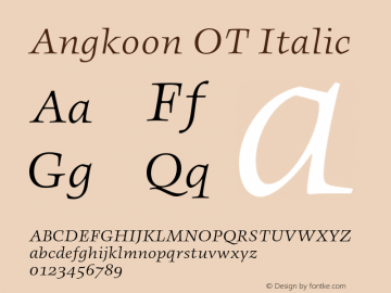 AngkoonOT-Italic Version 7.504; 2010; Build 1003图片样张