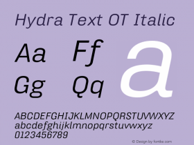 HydraTextOT-Italic Version 7.504; 2010; Build 1021图片样张