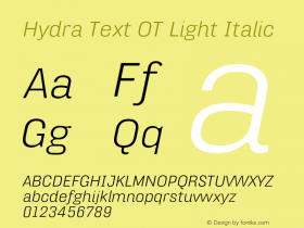 HydraTextOT-LightItalic Version 7.504; 2010; Build 1021图片样张