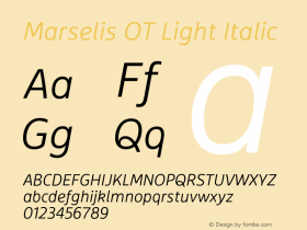 Marselis OT Light Italic Version 7.600, build 1028, FoPs, FL 5.04图片样张