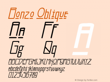 Bonzo Oblique Rev 001 Font Sample