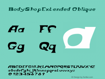 BodyShopExtended Oblique Rev. 003.000 Font Sample