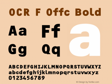OCR F Offc Bold Version 7.504; 2011; Build 1020图片样张