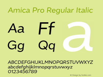 AmicaPro-RegularItalic 1.000图片样张