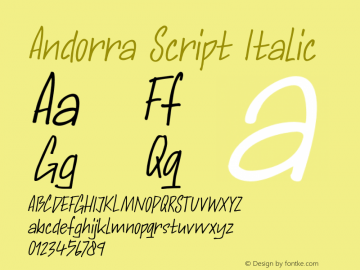 AndorraScript-Italic Version 1.000图片样张