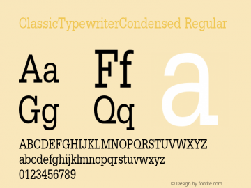 ClassicTypewriterCondensed Regular Rev. 003.000 Font Sample