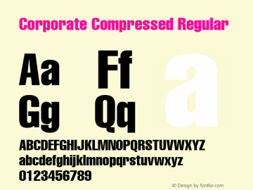 Corporate Compressed Regular Rev. 002.001 Font Sample