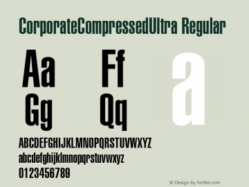 CorporateCompressedUltra Regular Rev. 003.000 Font Sample