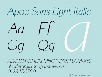 Apoc Sans Light Italic Version 1.000图片样张