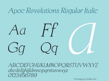 Apoc Revelations Regular Italic Version 1.000;FEAKit 1.0图片样张