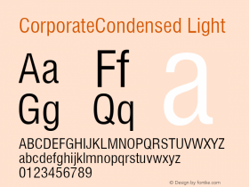 CorporateCondensed Light Rev. 003.000 Font Sample